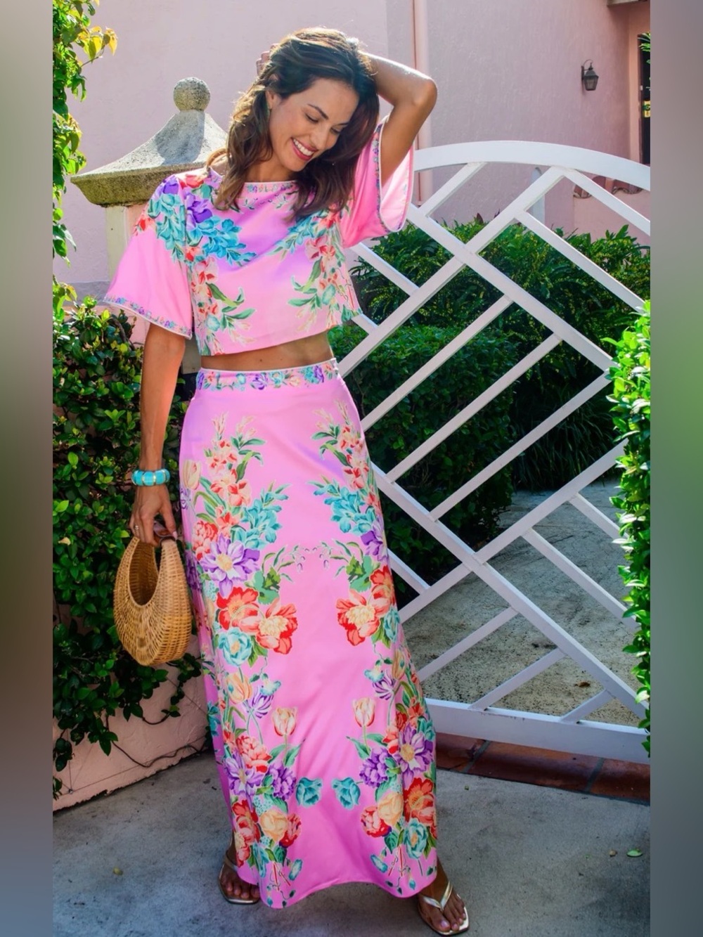 Elizabeth James The Label Anita Skirt in Tulip Tapestry - Cotton Candy NWOT